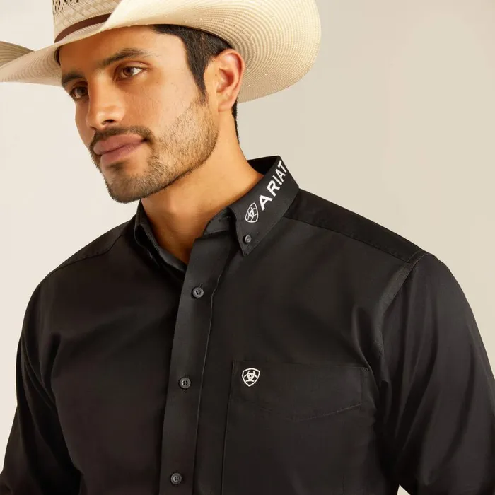 Men Team Logo Twill Fitted Shirt Blackmexico Ariat Button Down Shirts Men Team Logo Twill Fitted Shirt Blackmexico Ariat Button Down Shirts