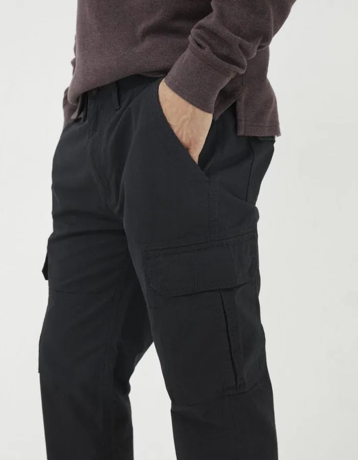 Men Trousers and Chinos FatFace Corby Ripstop Cargo Trousers Washed Black