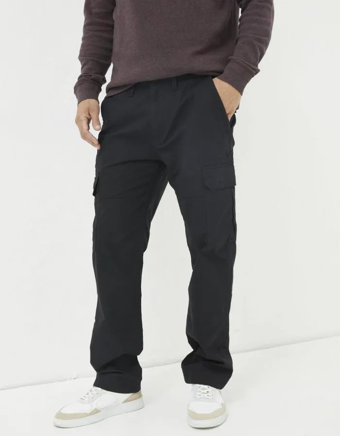 Men Trousers and Chinos FatFace Corby Ripstop Cargo Trousers Washed Black