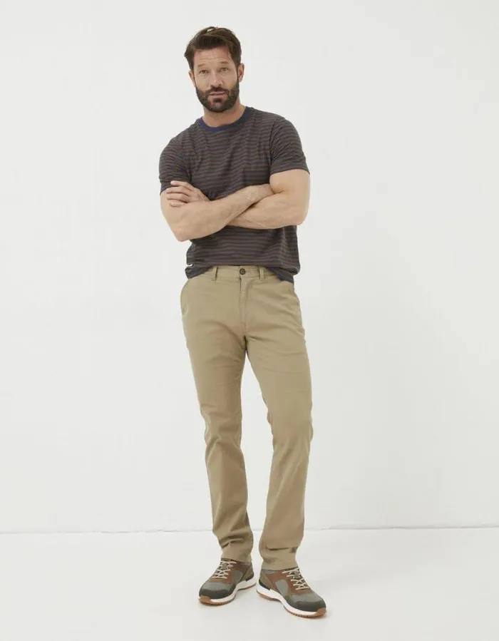 Men Trousers and Chinos FatFace Heyshott Slim Textured Chinos Dark Stone