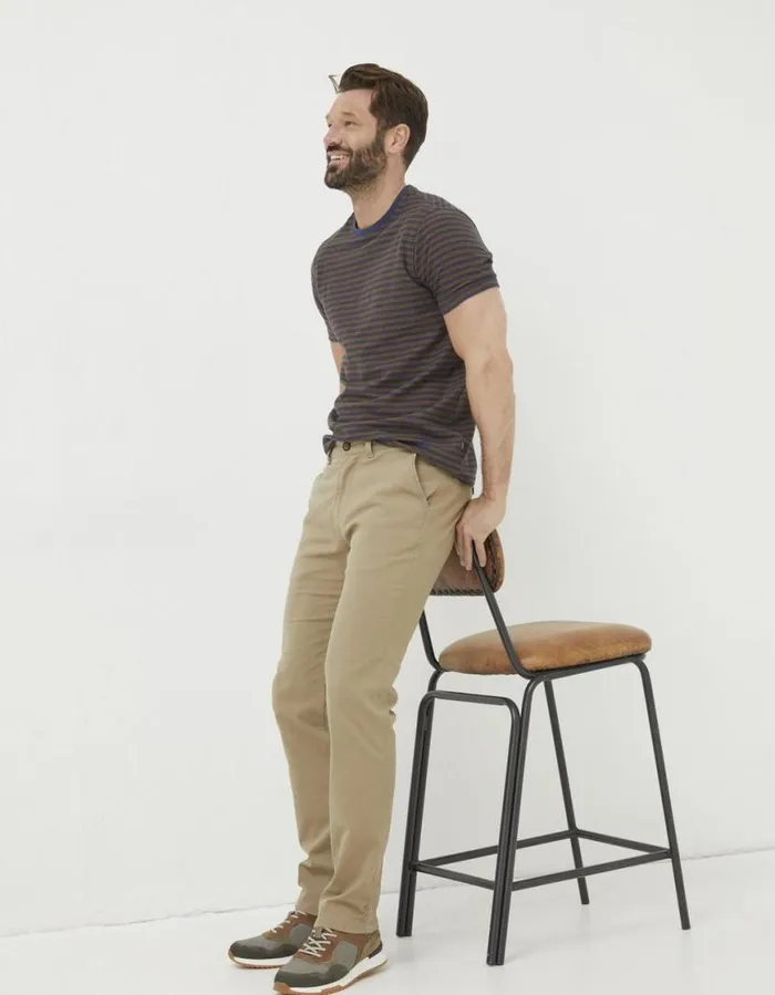 Men Trousers and Chinos FatFace Heyshott Slim Textured Chinos Dark Stone