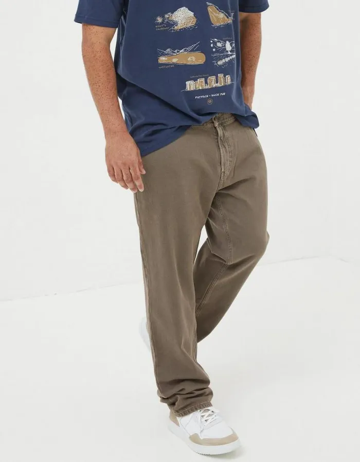 Men Trousers and Chinos FatFace Straight Fit Barton Jeans Light Brown