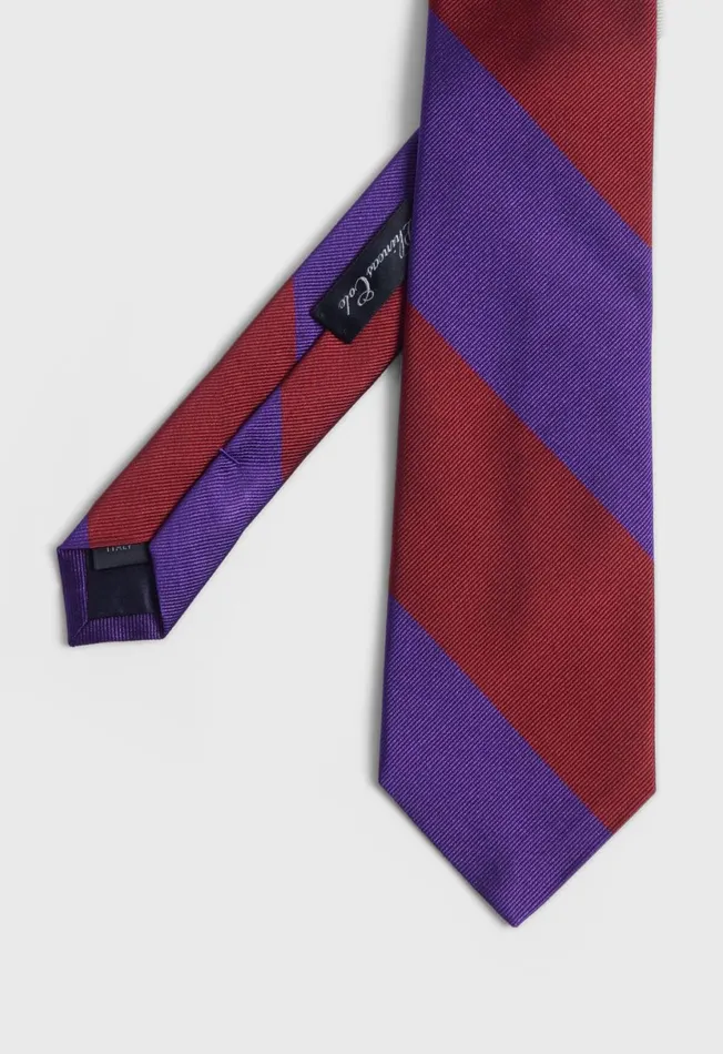 Men TwoTone Woven Silk Striped Tie Browngold Paul Stuart Ties