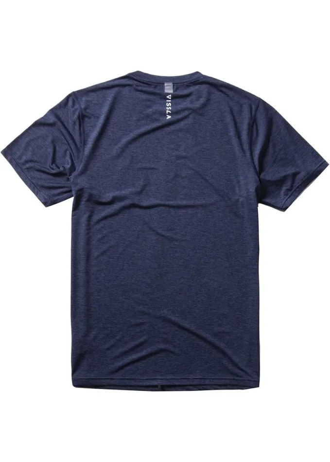 Men UPF Rash Guards and Sun Shirts Vissla Twisted Eco Short Sleeve Sun Shirt Dark Navy Heather