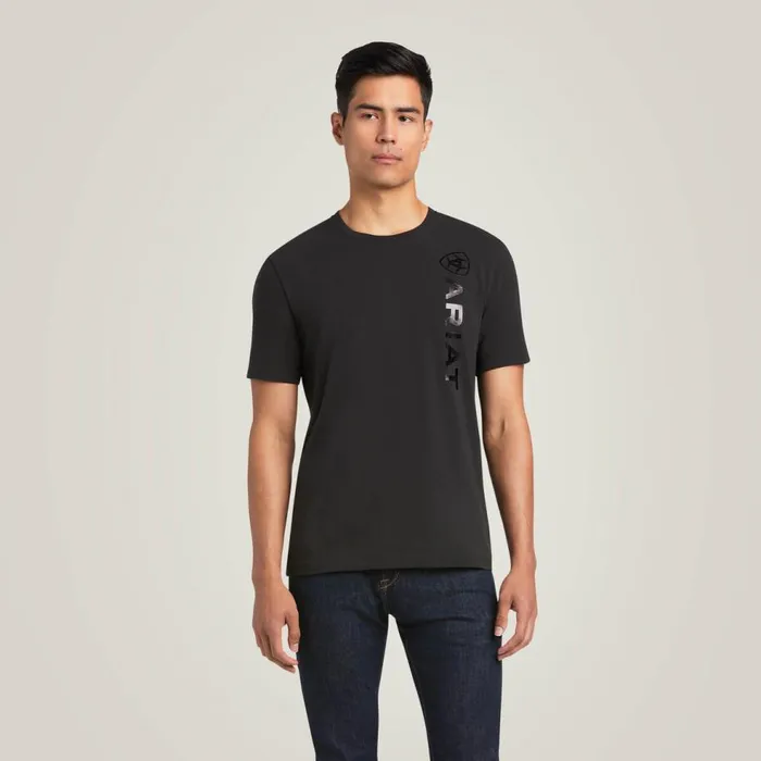 Men Vertical Logo TShirt Black Ariat TShirts and Polos