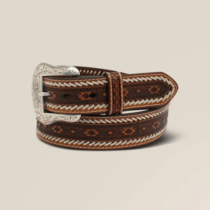 Men Whip Stitch Belt Tan Ariat Belts