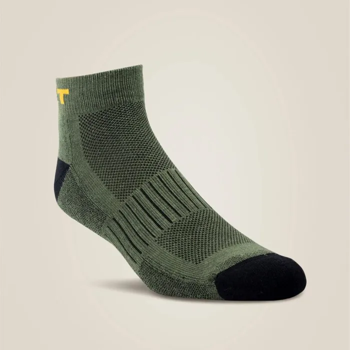 MenWomen High Performance Quarter Crew Tek Work Sock 3 Pair Pack Olive Ariat Socks