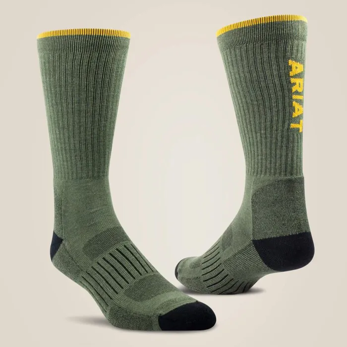 MenWomen High Performance Tek Work Sock 2 Pair Pack Olive Ariat Socks