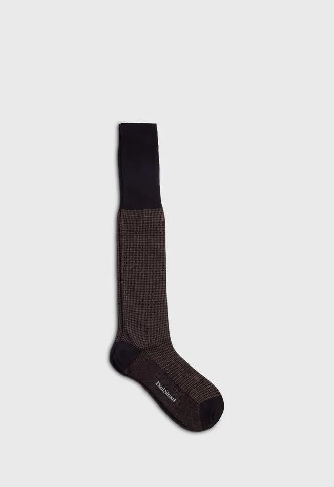 Men Wool Houndstooth Sock Black Paul Stuart Socks