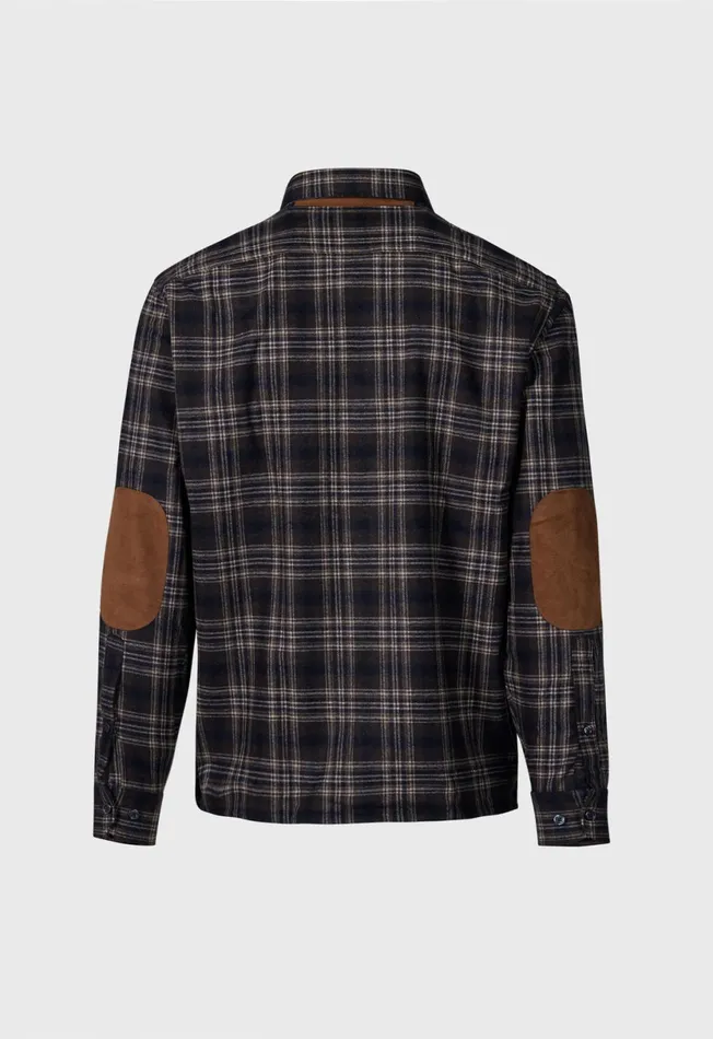 Men Wool Plaid Overshirt Brown Paul Stuart Coats and Outerwear