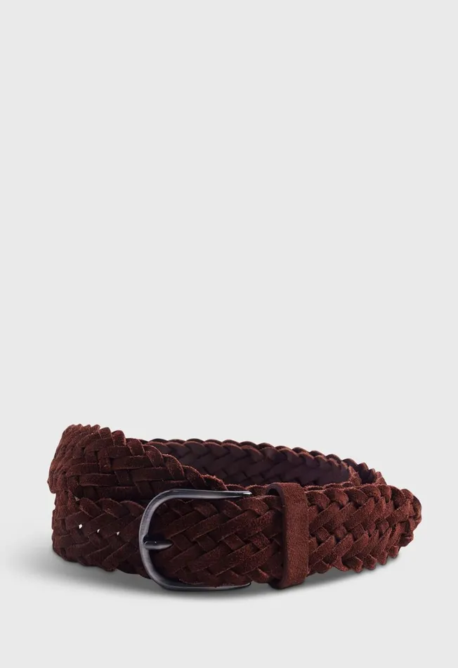 Men Woven Suede Belt Brown Paul Stuart Belts