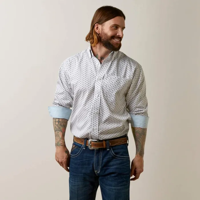 Men Wrinkle Free Coleman Classic Fit Shirt Grey Ariat Button Down Shirts