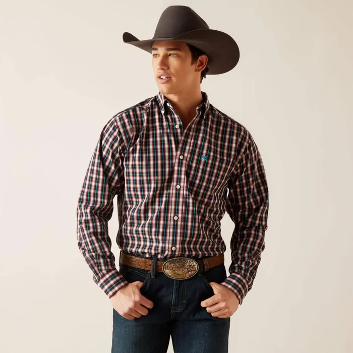 Men Wrinkle Free Gatlin Fitted Shirt White Ariat Button Down Shirts