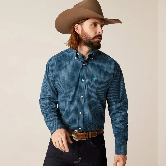 Men Wrinkle Free Greyson Classic Fit Shirt Indochine Blue Ariat Button Down Shirts