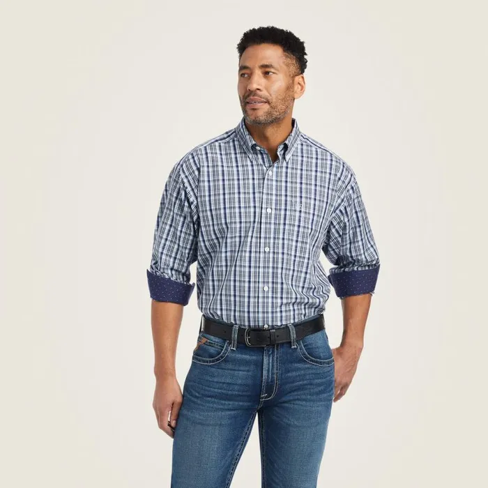 Men Wrinkle Free Igor Classic Fit Shirt Airy Blue Ariat Button Down Shirts