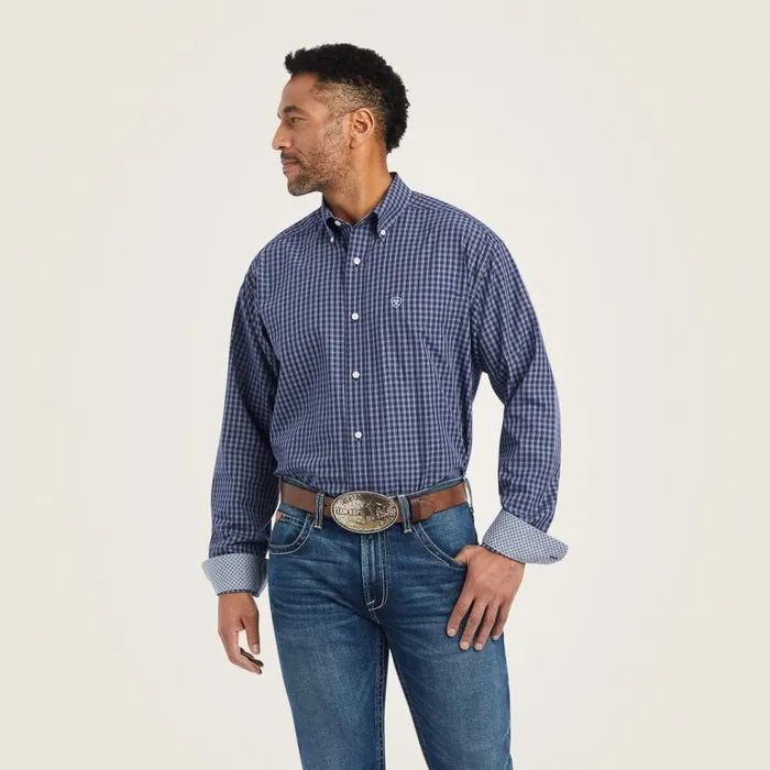Men Wrinkle Free Immanuel Classic Fit Shirt Midnight Sail Ariat Button Down Shirts