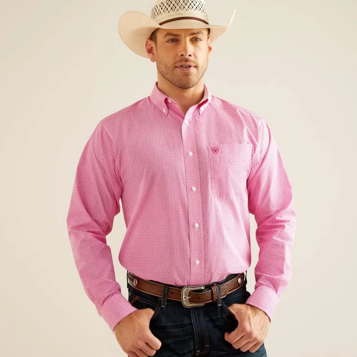 Men Wrinkle Free Oden Classic Fit Shirt Rose Violet Ariat Button Down Shirts