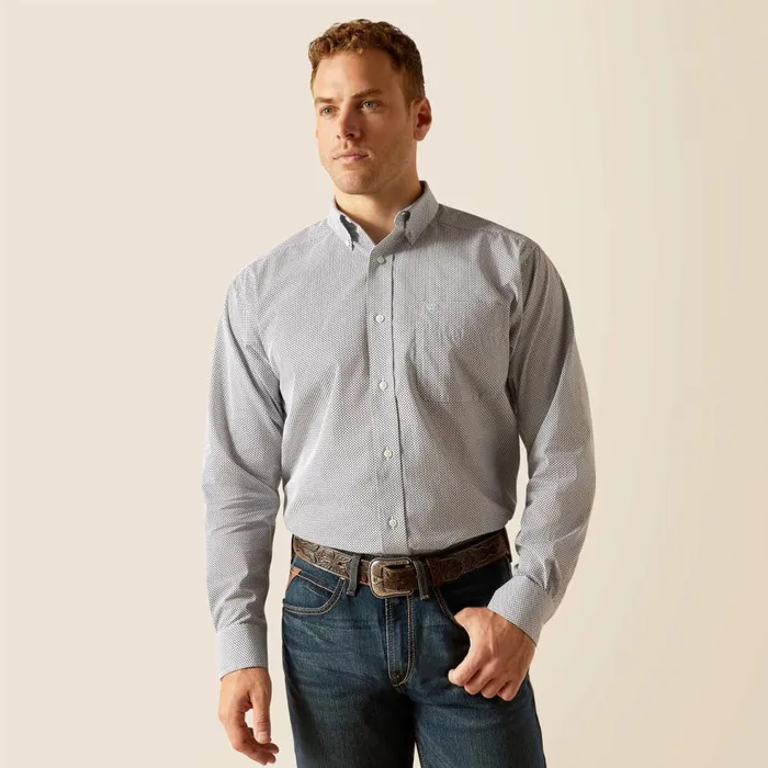 Men Wrinkle Free Wes Classic Fit Shirt Peacoat Ariat Button Down Shirts