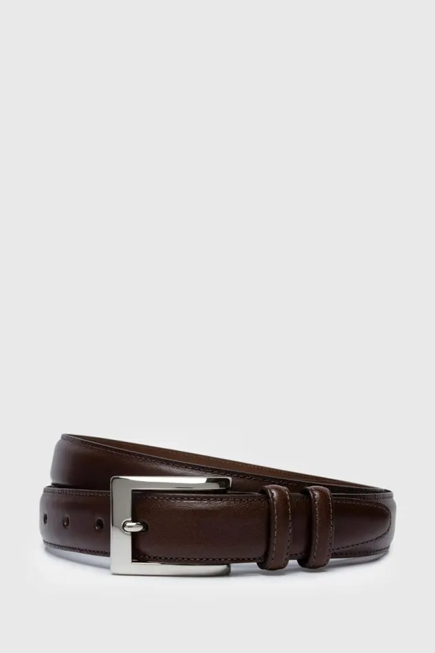 Mens Paul Stuart Belts Kipskin Leather Dress Belt Brown