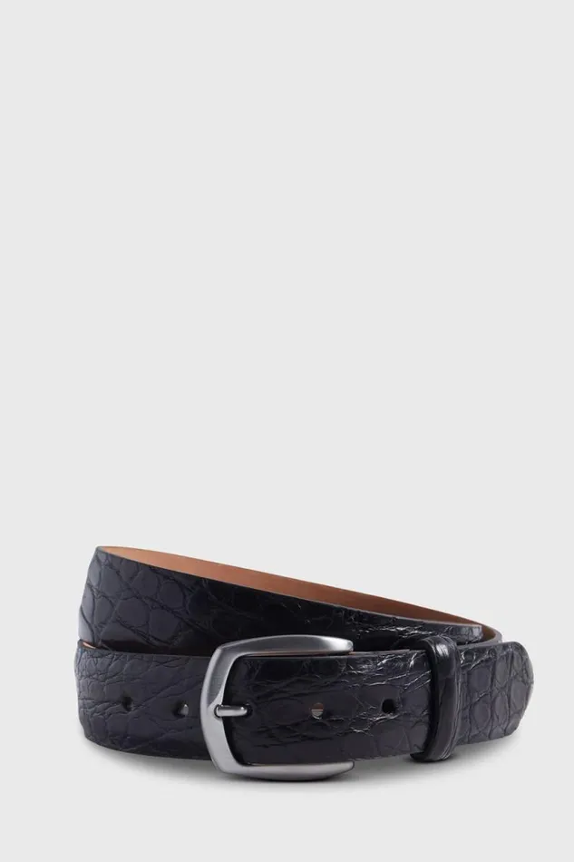 Mens Paul Stuart Belts Matte Alligator Belt Black