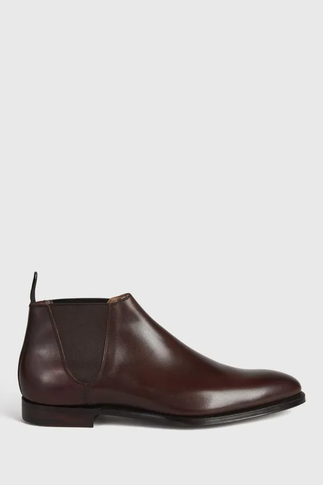 Mens Paul Stuart Boots Leather Half Chelsea Boot Chestnut Brown