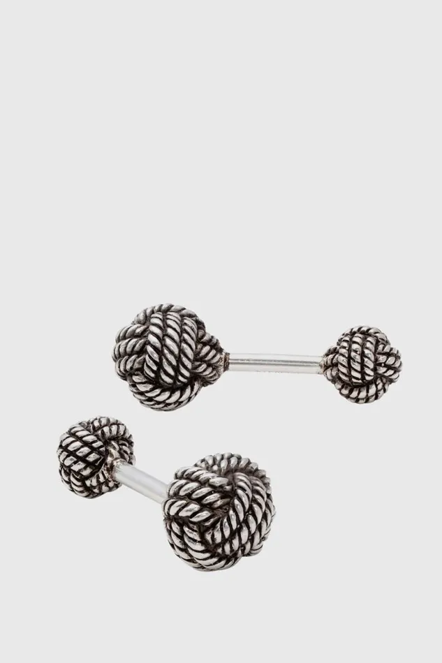 Mens Paul Stuart Cufflinks Sterling Silver Rope Ball Cufflinks Silver