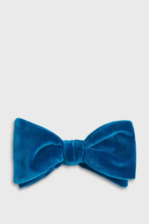 Mens Paul Stuart Formal Shop Blunt Edge Velvet Bow Tie Royal Blue
