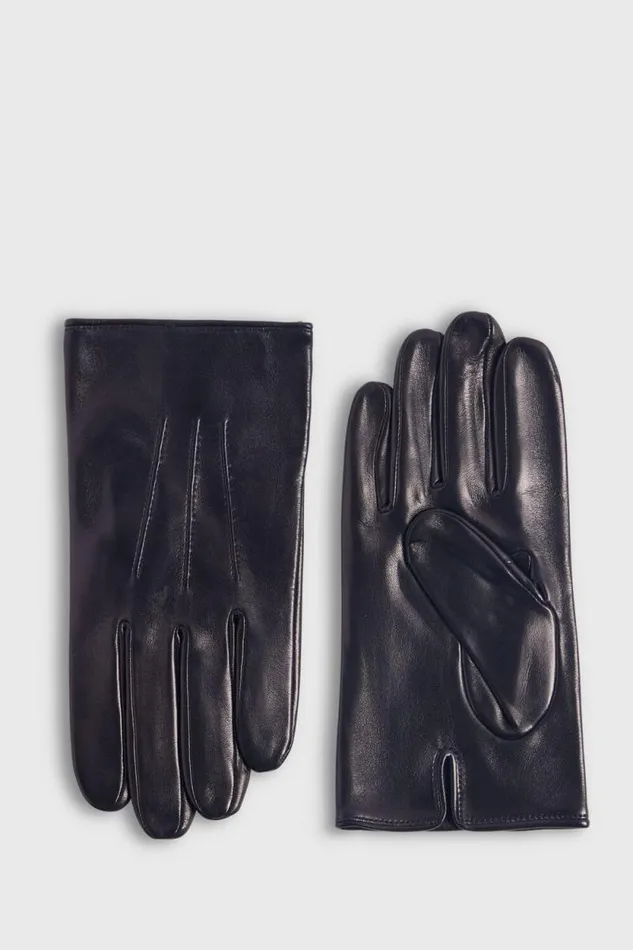 Mens Paul Stuart Gloves Classic Nappa Leather Glove With Silk Lining Black