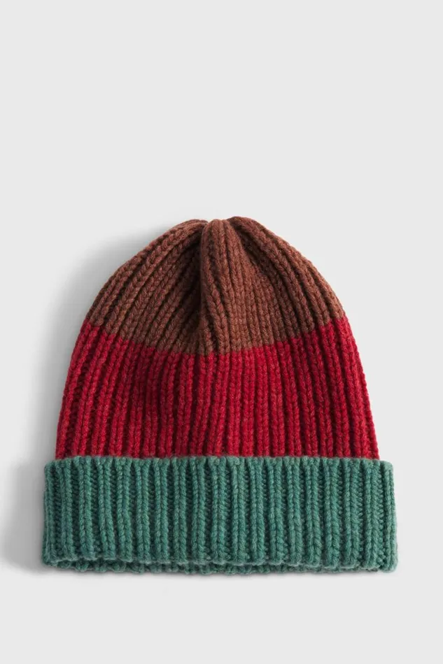 Mens Paul Stuart Hats Cashmere Tri Color Beanie Brownmulti