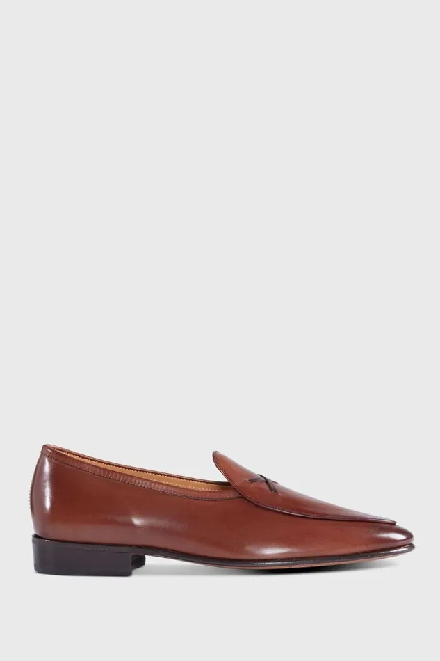 Mens Paul Stuart Loafers Francisco Leather Loafer Camel