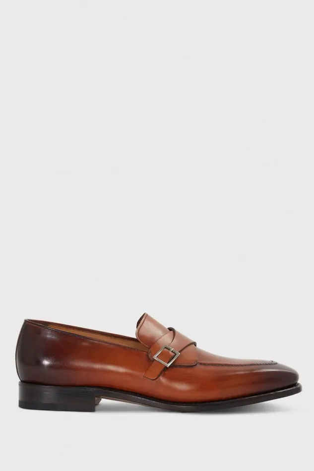 Mens Paul Stuart Loafers Gideon Single Monk Loafer Tan
