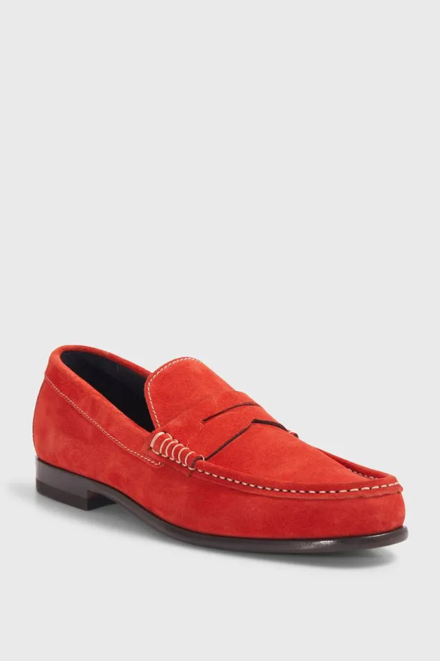 Mens Paul Stuart Loafers Mason Suede Loafer Red Mens Paul Stuart Loafers Mason Suede Loafer Red