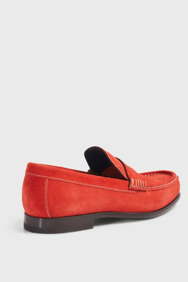 Mens Paul Stuart Loafers Mason Suede Loafer Red Mens Paul Stuart Loafers Mason Suede Loafer Red