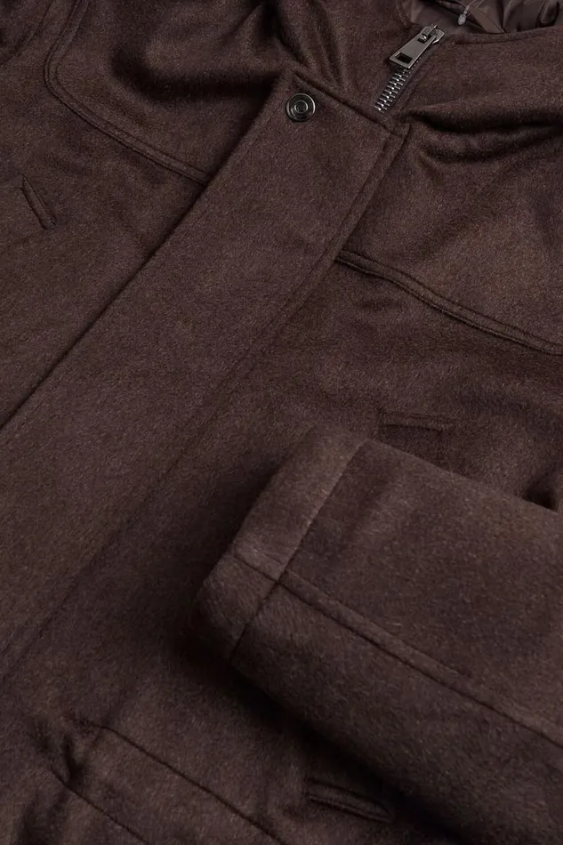 Mens Paul Stuart Outerwear Cashmere Parka With Hood Dark Brown Mens Paul Stuart Outerwear Cashmere Parka With Hood Dark Brown