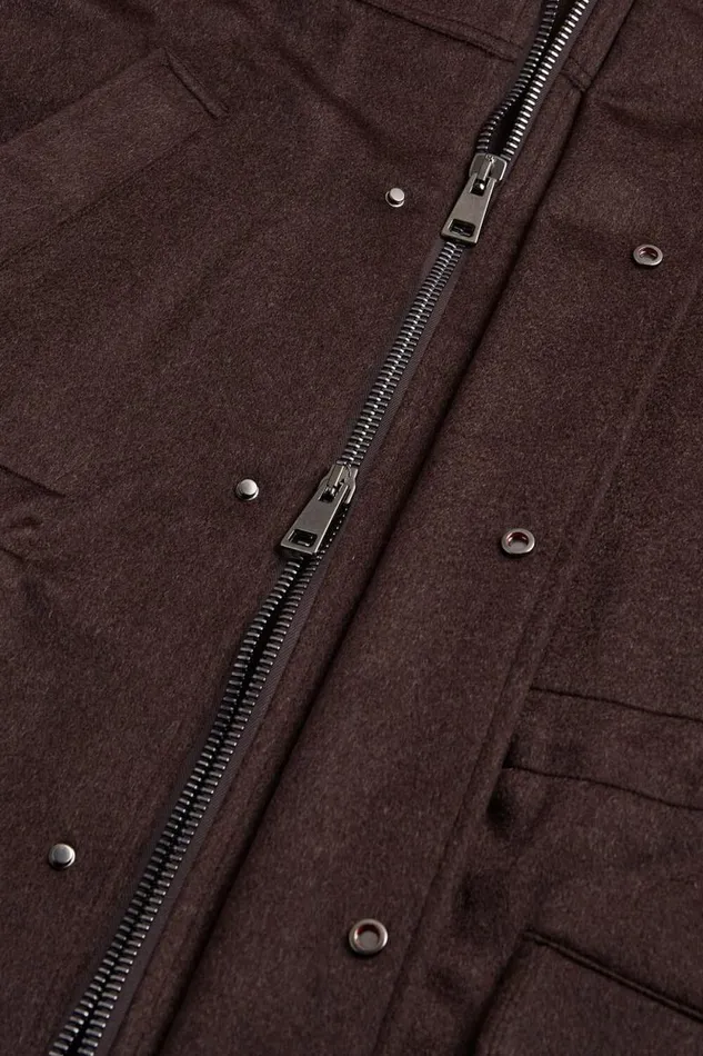 Mens Paul Stuart Outerwear Cashmere Parka With Hood Dark Brown Mens Paul Stuart Outerwear Cashmere Parka With Hood Dark Brown