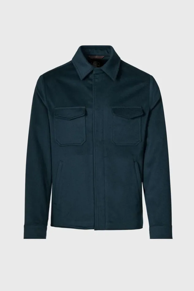 Mens Paul Stuart Outerwear Cashmere Shirt Jacket Hunter Green