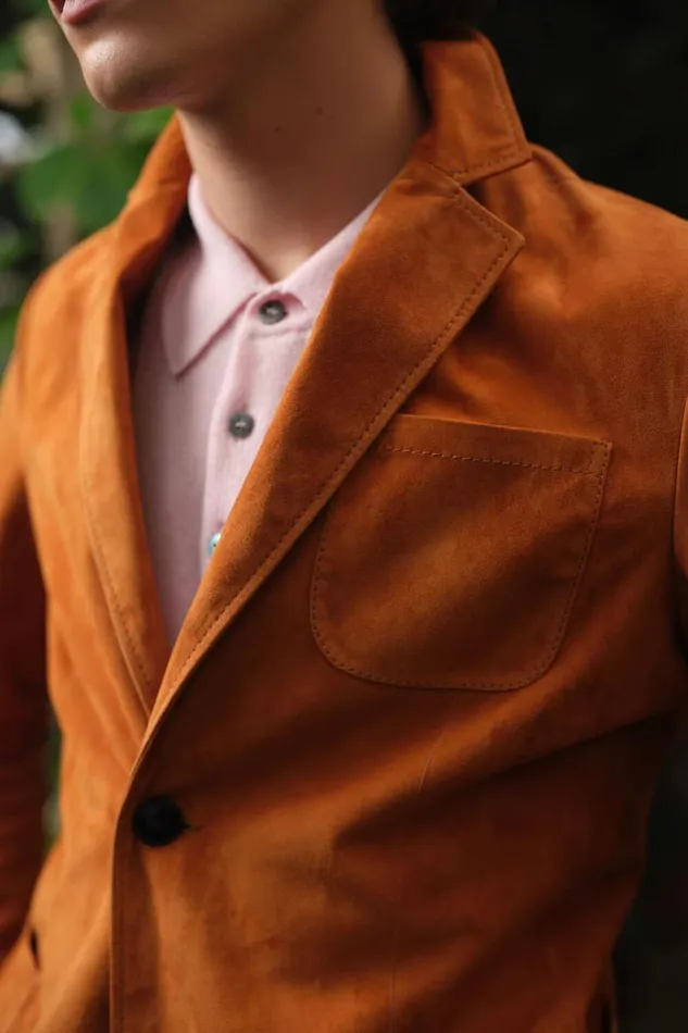 Mens Paul Stuart Outerwear Lamb Suede Jacket Rust Mens Paul Stuart Outerwear Lamb Suede Jacket Rust