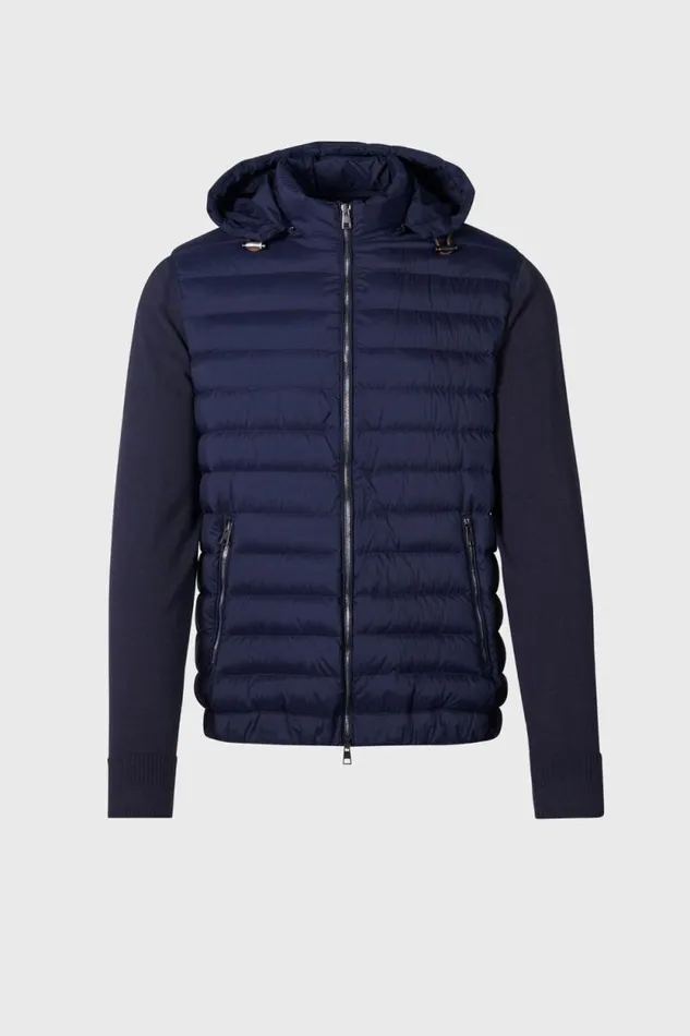 Mens Paul Stuart Outerwear Quilted Jacket With Hood Navy