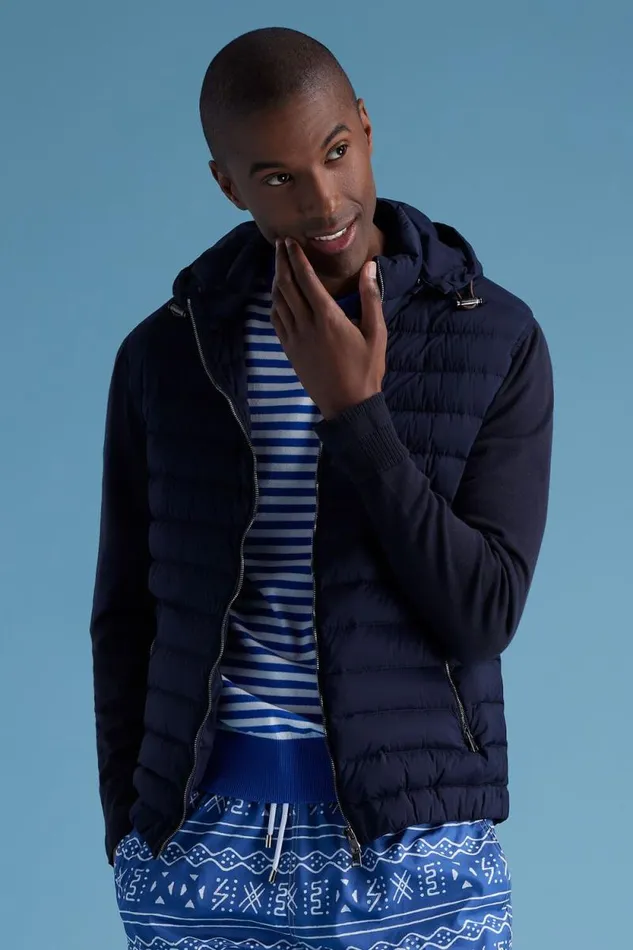 Mens Paul Stuart Outerwear Quilted Jacket With Hood Navy Mens Paul Stuart Outerwear Quilted Jacket With Hood Navy