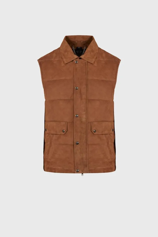 Mens Paul Stuart Outerwear Quilted Shearling Vest Tan Mens Paul Stuart Outerwear Quilted Shearling Vest Tan