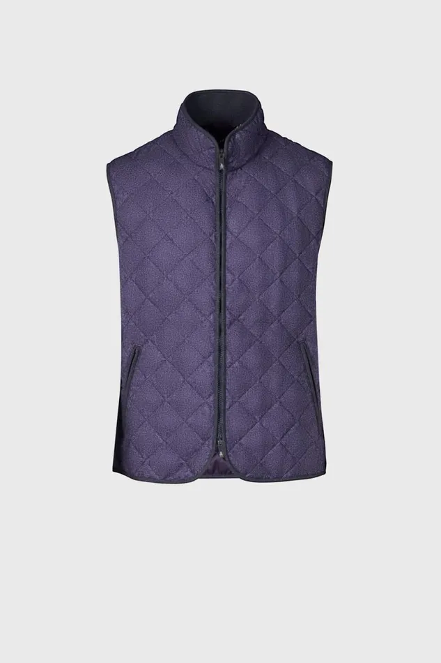 Mens Paul Stuart Outerwear Quilted Wool Vest Purple