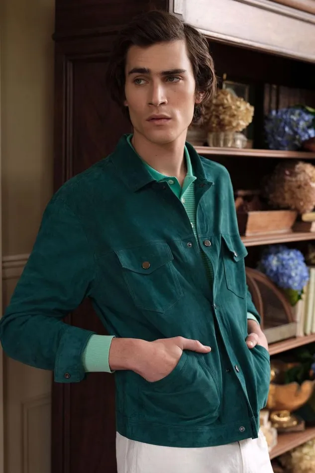 Mens Paul Stuart Outerwear Suede Jean Jacket Teal Mens Paul Stuart Outerwear Suede Jean Jacket Teal
