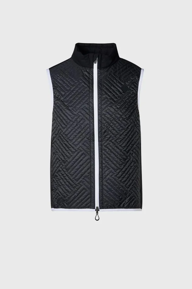 Mens Paul Stuart Outerwear Tonal Parquet Logo Vest Black