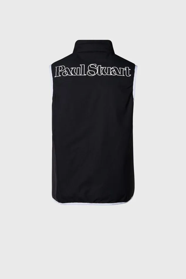 Mens Paul Stuart Outerwear Tonal Parquet Logo Vest Black Mens Paul Stuart Outerwear Tonal Parquet Logo Vest Black