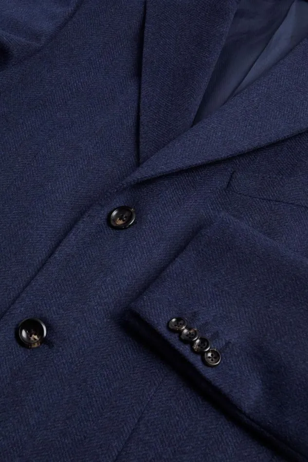 Mens Paul Stuart Outerwear Wool and Cashmere Herringbone Coat Mid Blue Mens Paul Stuart Outerwear Wool and Cashmere Herringbone Coat Mid Blue