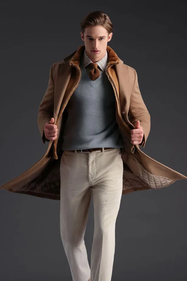 Mens Paul Stuart Outerwear Wool Coat With Shearling Gilet Camel Mens Paul Stuart Outerwear Wool Coat With Shearling Gilet Camel