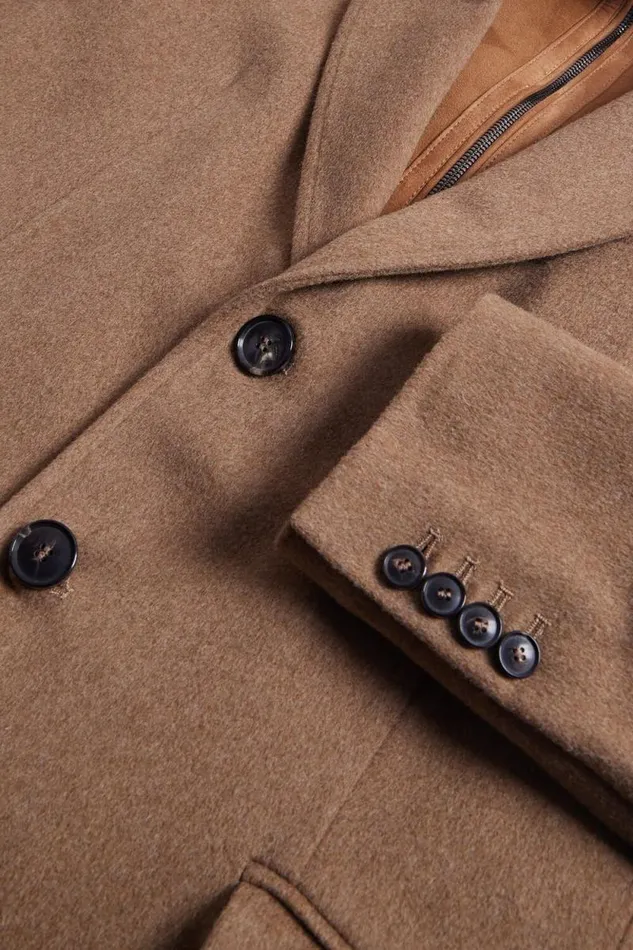 Mens Paul Stuart Outerwear Wool Coat With Shearling Gilet Camel Mens Paul Stuart Outerwear Wool Coat With Shearling Gilet Camel