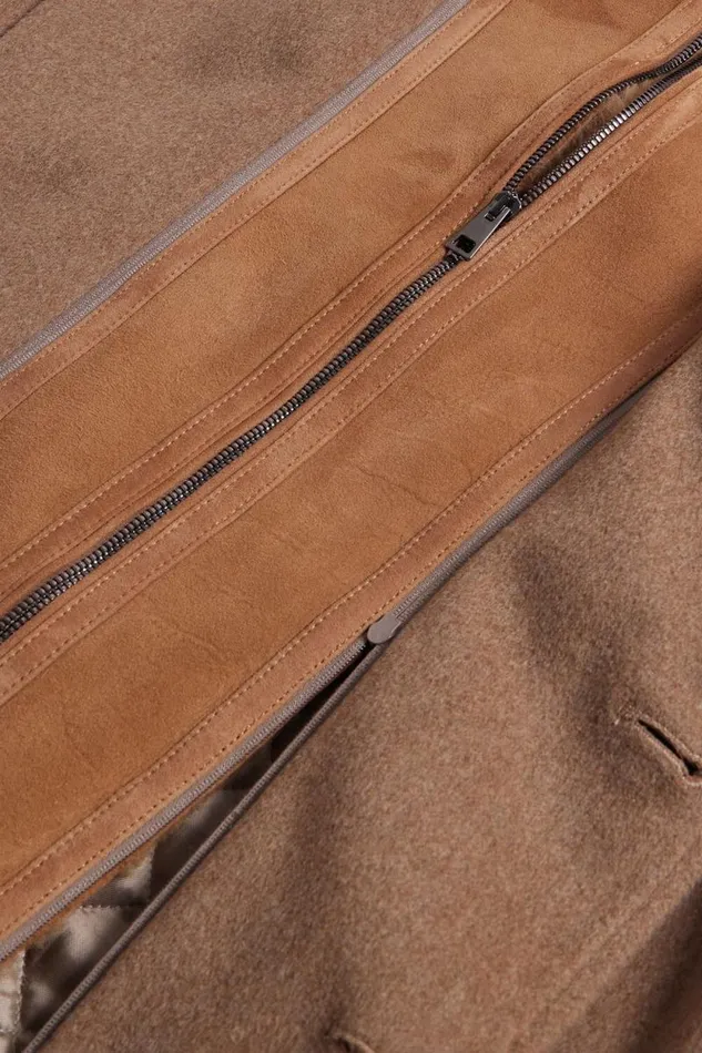 Mens Paul Stuart Outerwear Wool Coat With Shearling Gilet Camel Mens Paul Stuart Outerwear Wool Coat With Shearling Gilet Camel
