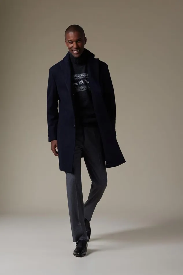 Mens Paul Stuart Outerwear Wool Herringbone Coat Navy Mens Paul Stuart Outerwear Wool Herringbone Coat Navy