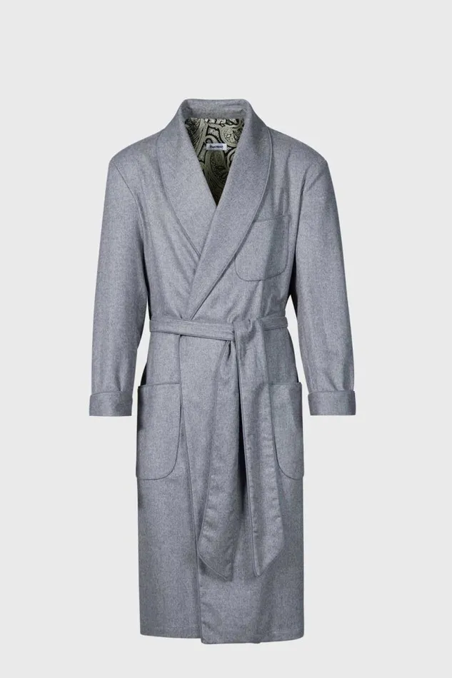 Mens Paul Stuart Pajamas and Loungewear Grey Herringbone Robe